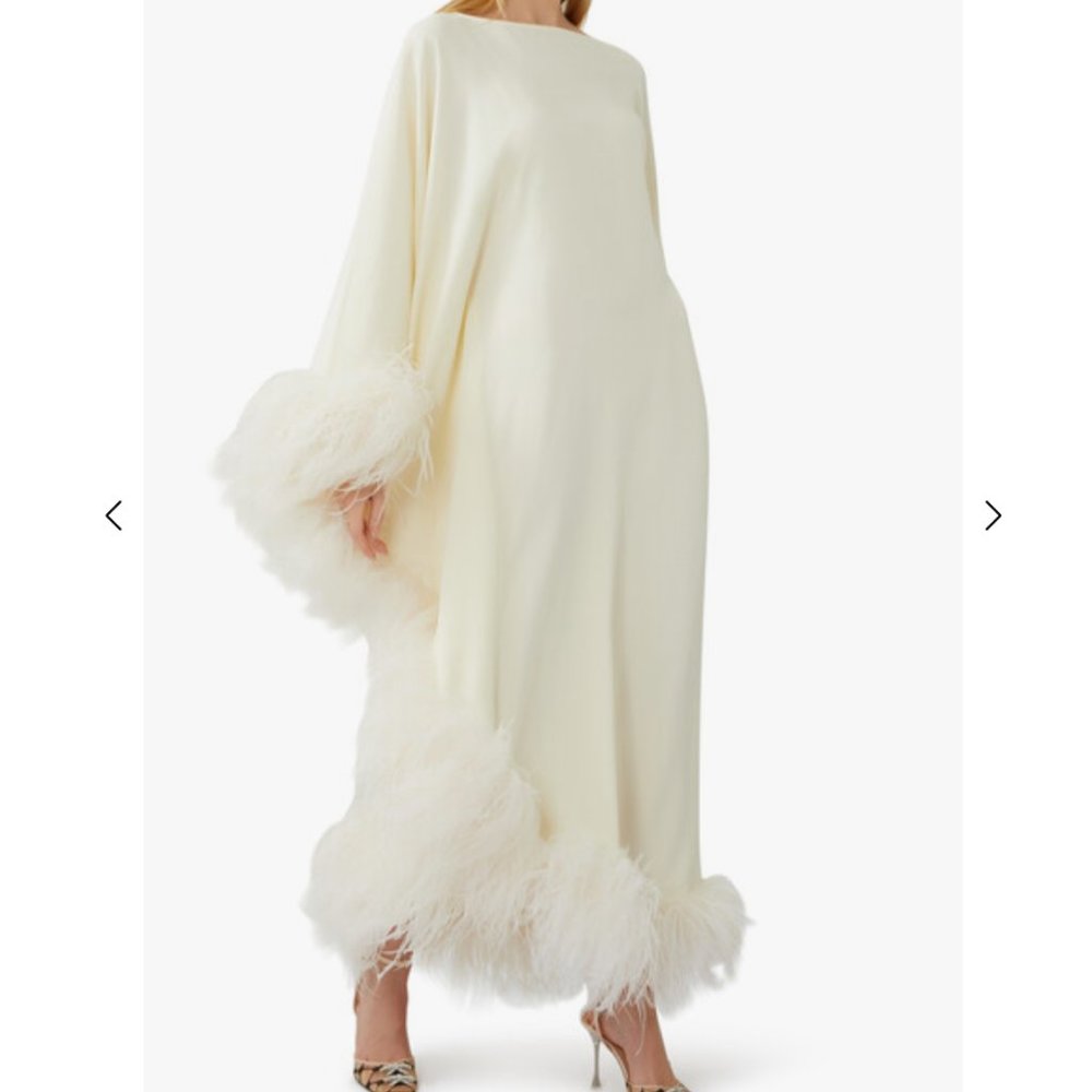 TALLER MARMO Ubud one-shoulder feather-trimmed crepe gown, Size IT 36 (XS) - Picture 8 of 11